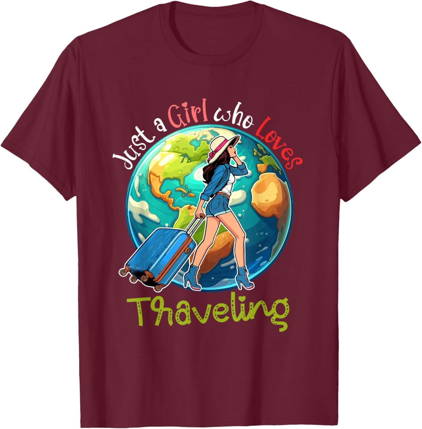 A Girl Loves Traveling Costume Men Matching Travel Lover T-Shirt - T-Shirt | Maroon