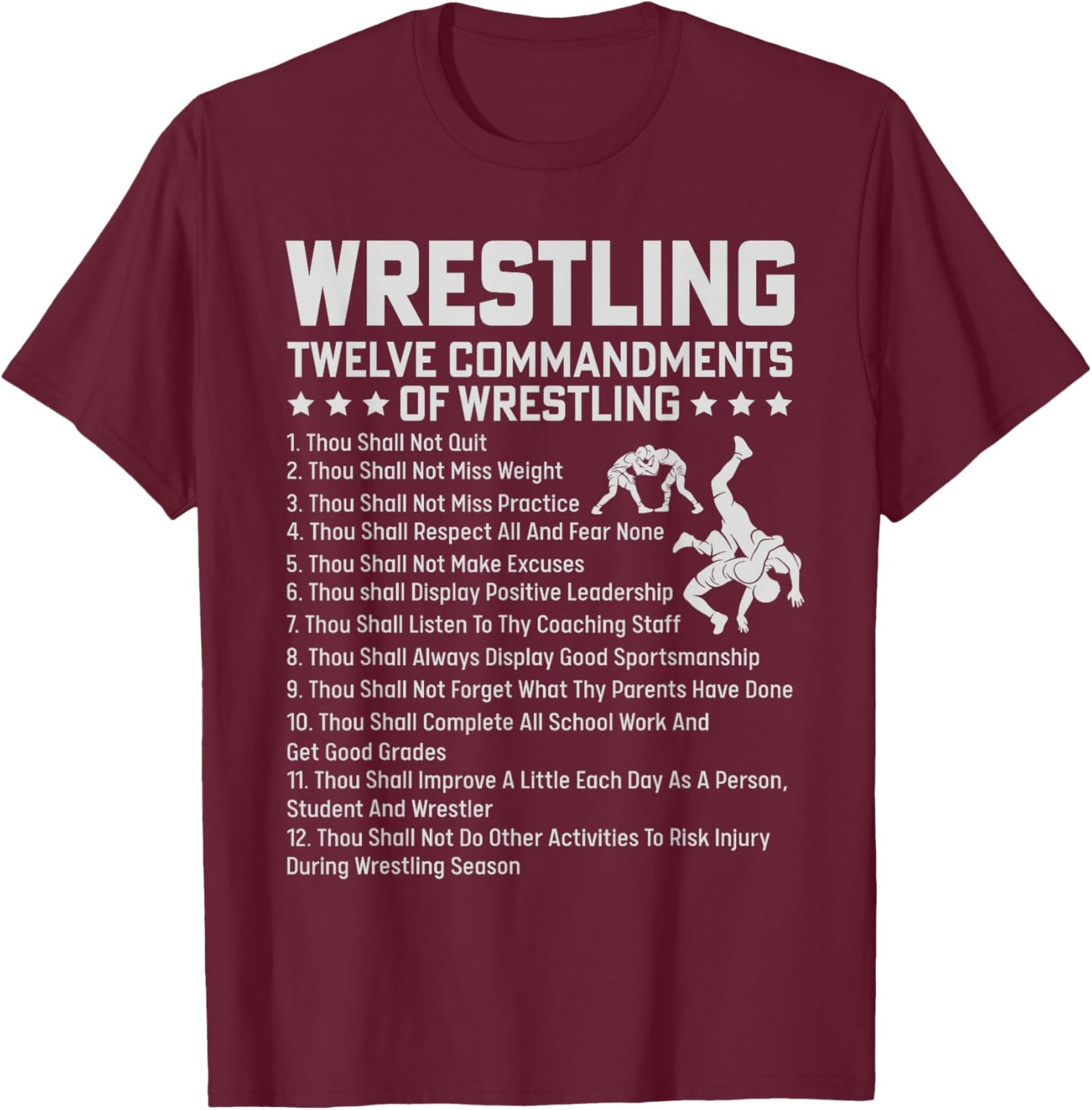Wrestling Shirt Men Boys Funny Wrestler Wrestle Kids Girls T-Shirt - T-Shirt | Maroon