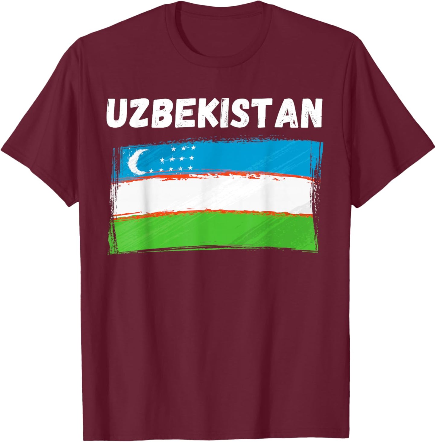 Uzbekistan Flag Vintage Grunge Uzbek Flag Uzbekistan T-Shirt - T-Shirt | Maroon