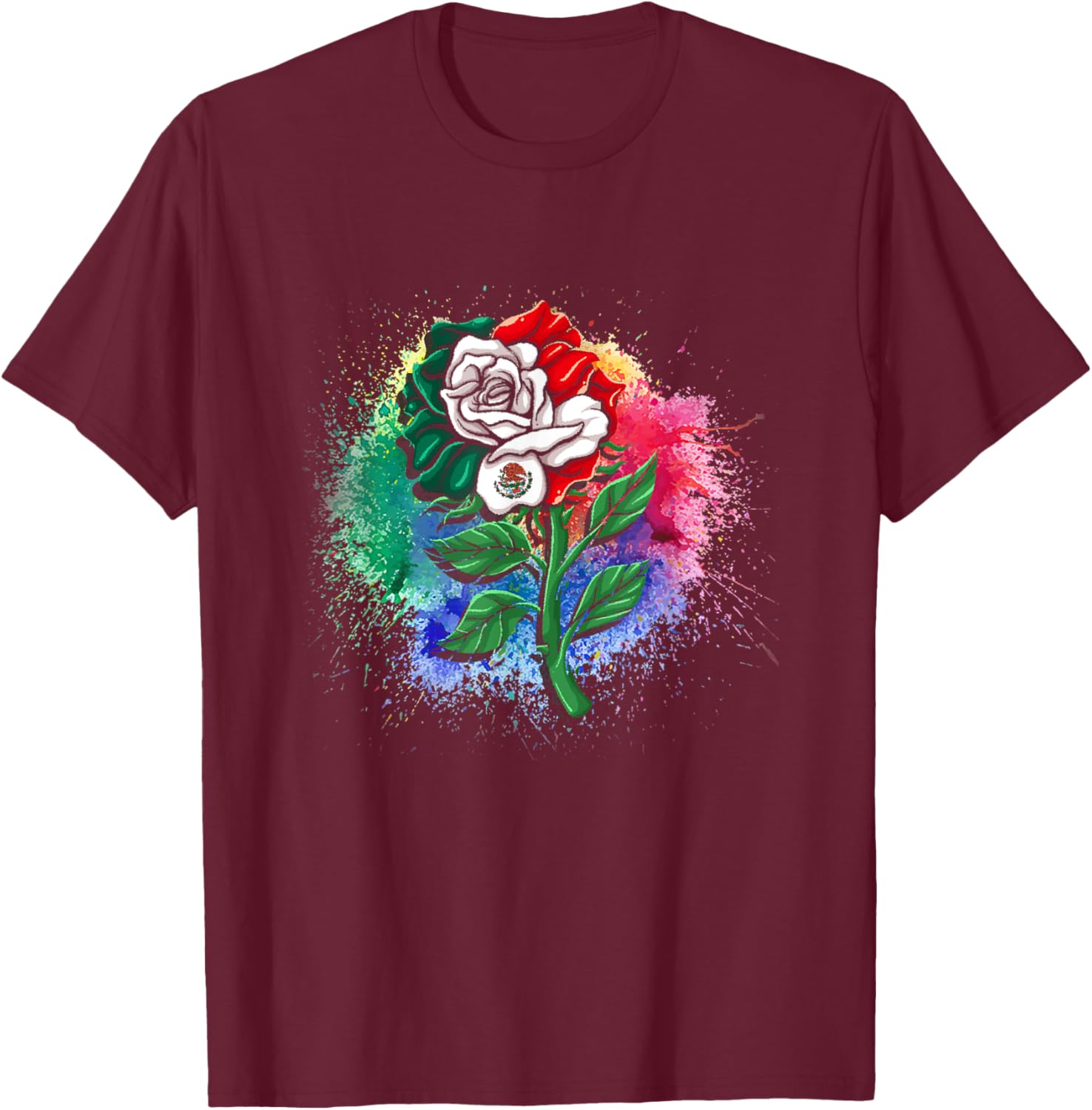 Mexico Gift Rose Tijuana Mexican Hispanic Pride Poncho T-Shirt - T-Shirt | Maroon
