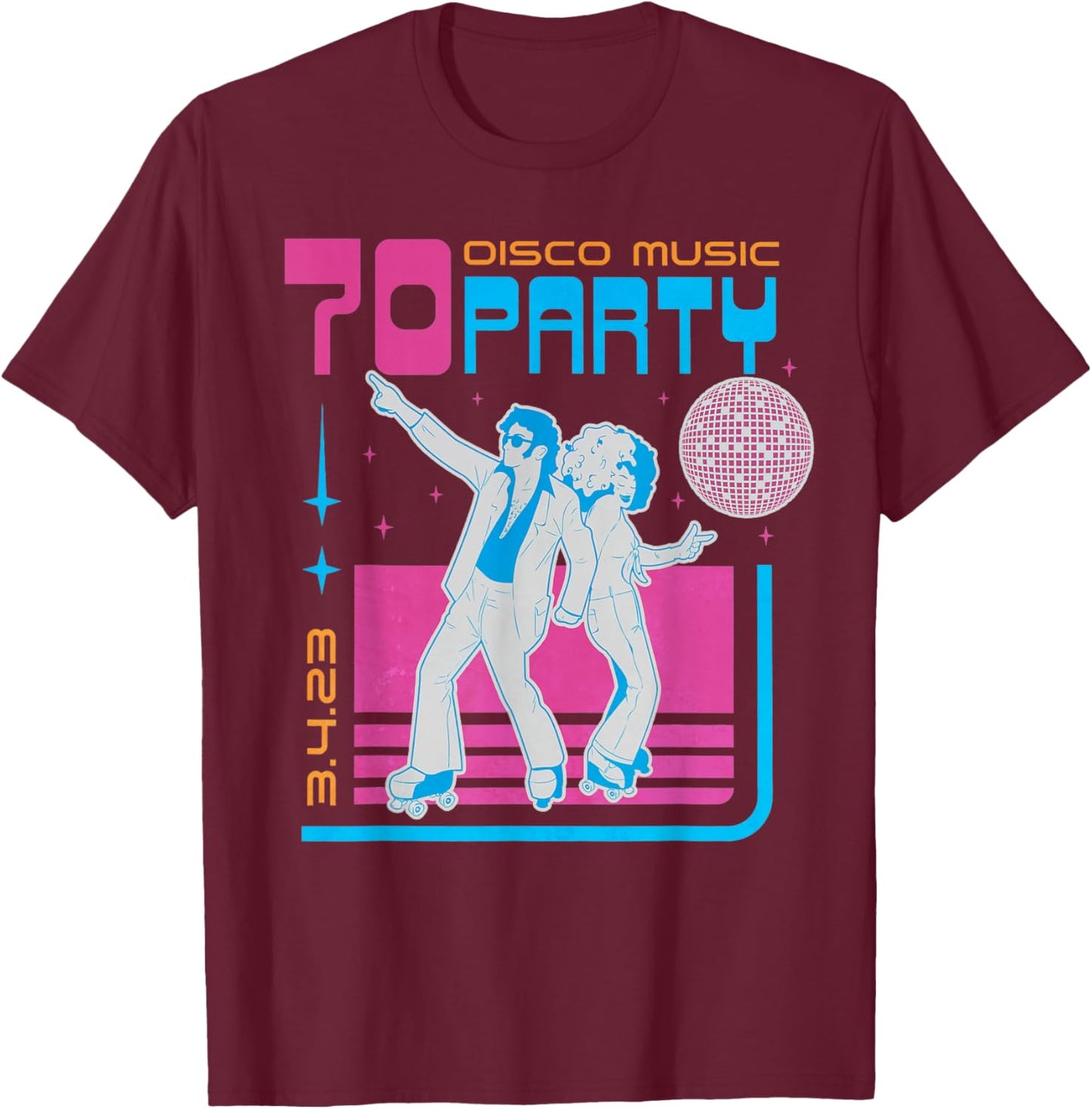Disco Music Party 70s Themed Vintage Retro 1970 Dancing 70's T-Shirt - T-Shirt | Maroon