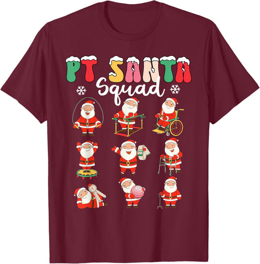 PT Santa Squad Physical Therapy Christmas Physical Therapist T-Shirt - T-Shirt | Maroon