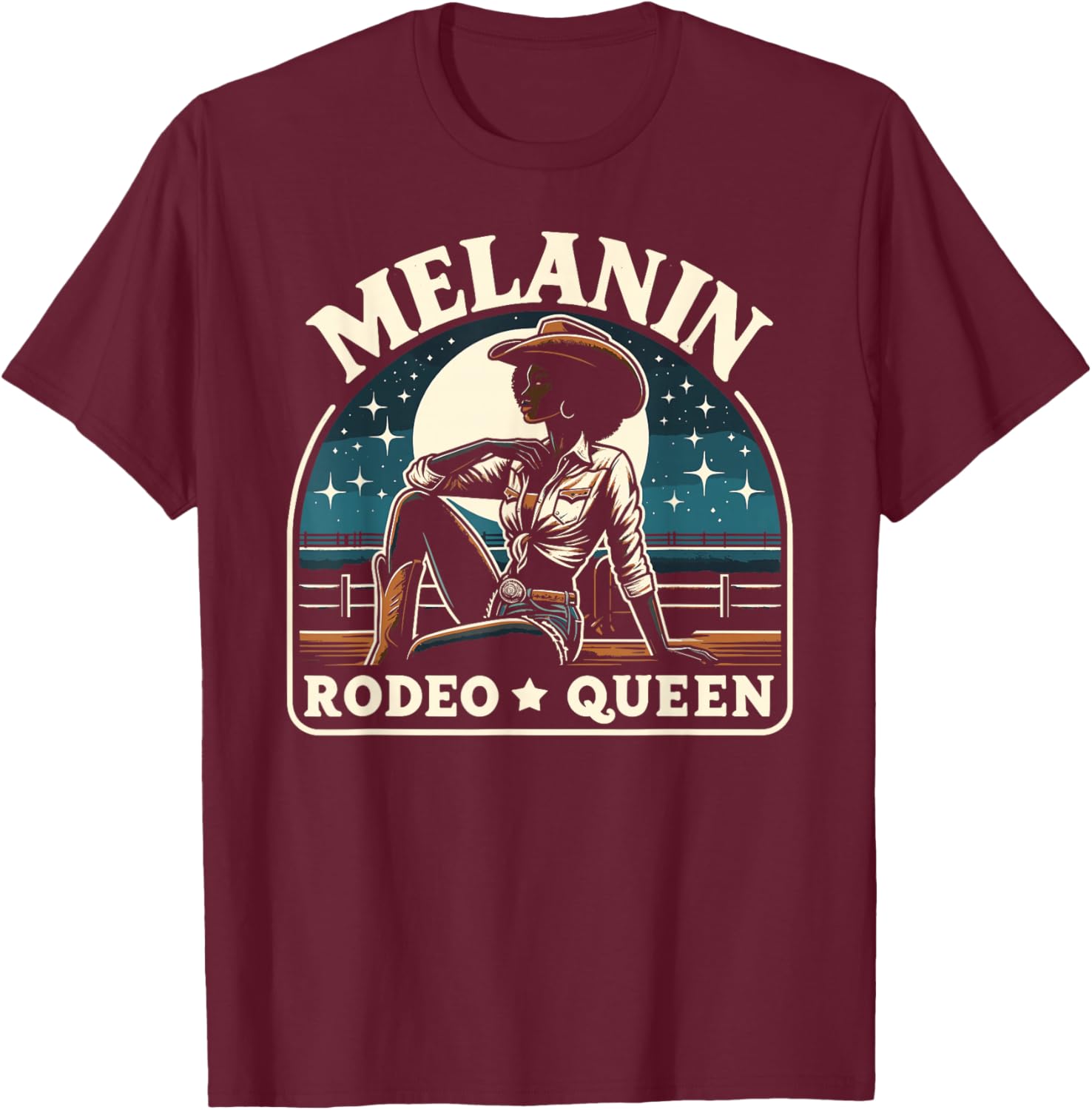 Melanin Rodeo Queen, Country African American Cowgirl T-Shirt - T-Shirt | Maroon
