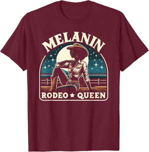 Melanin Rodeo Queen, Country African American Cowgirl T-Shirt - T-Shirt | Maroon