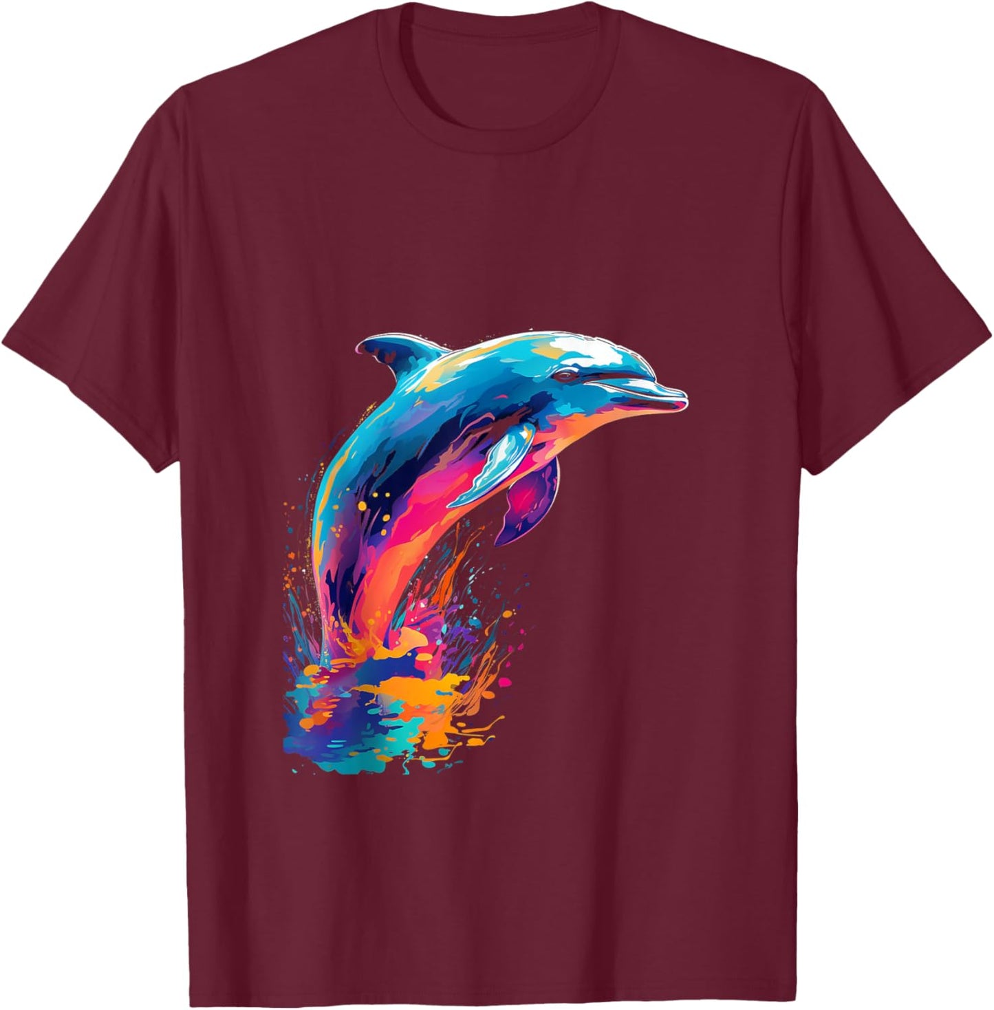 Dolphin Wildlife Colorful Design Dolphin Lover Wildlife Fish T-Shirt - T-Shirt | Maroon