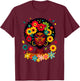 Groovy Black Woman Melanin With Flowers Afro Pride T-Shirt - T-Shirt | Maroon