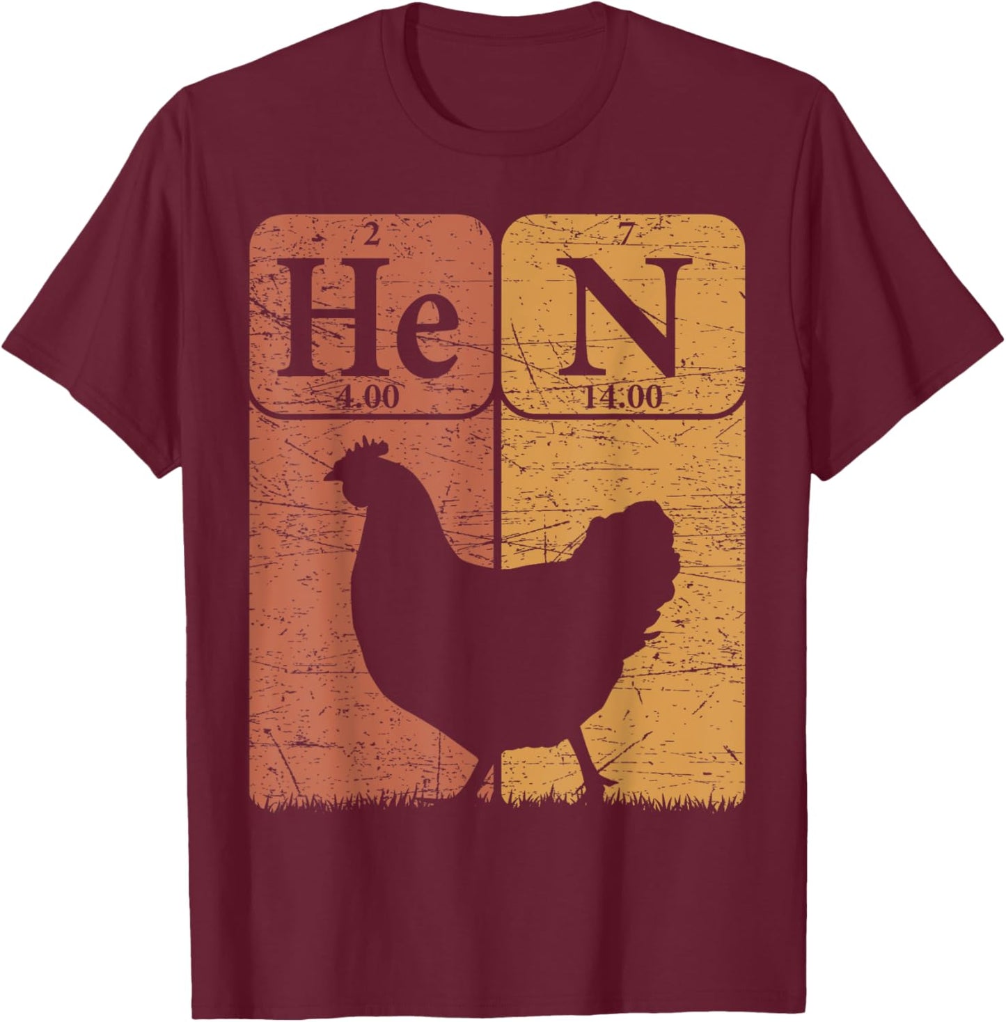 Hen Chicken Periodic Table Elements Chicken Farmer T-Shirt - T-Shirt | Maroon