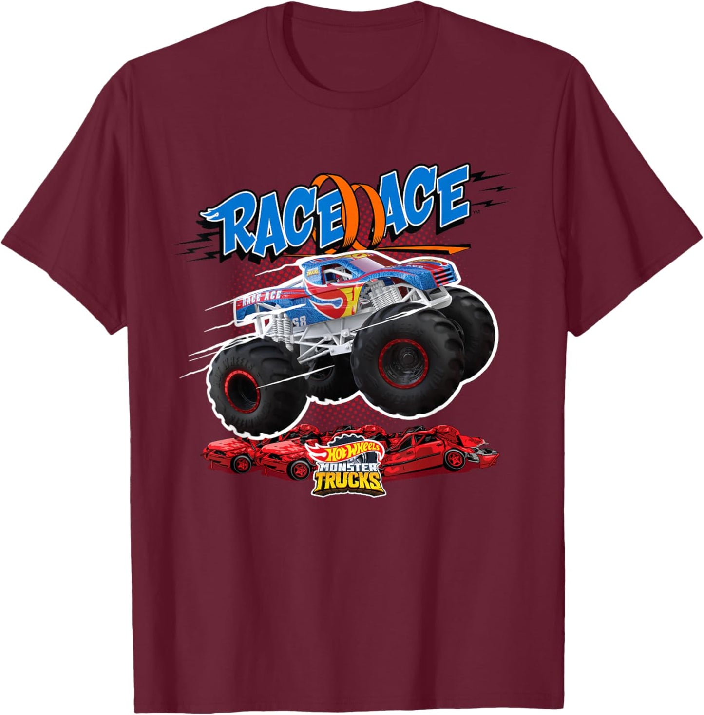 Hot Wheels Monster Trucks - Race Ace T-Shirt - T-Shirt | Maroon