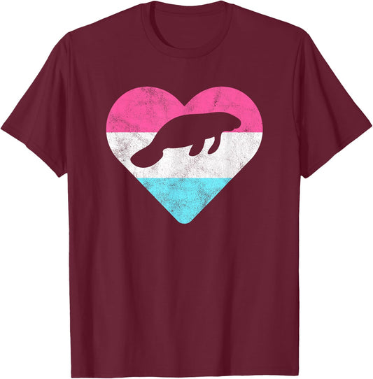 Retro Vintage Manatee Gift or Girls T-Shirt - T-Shirt | Maroon