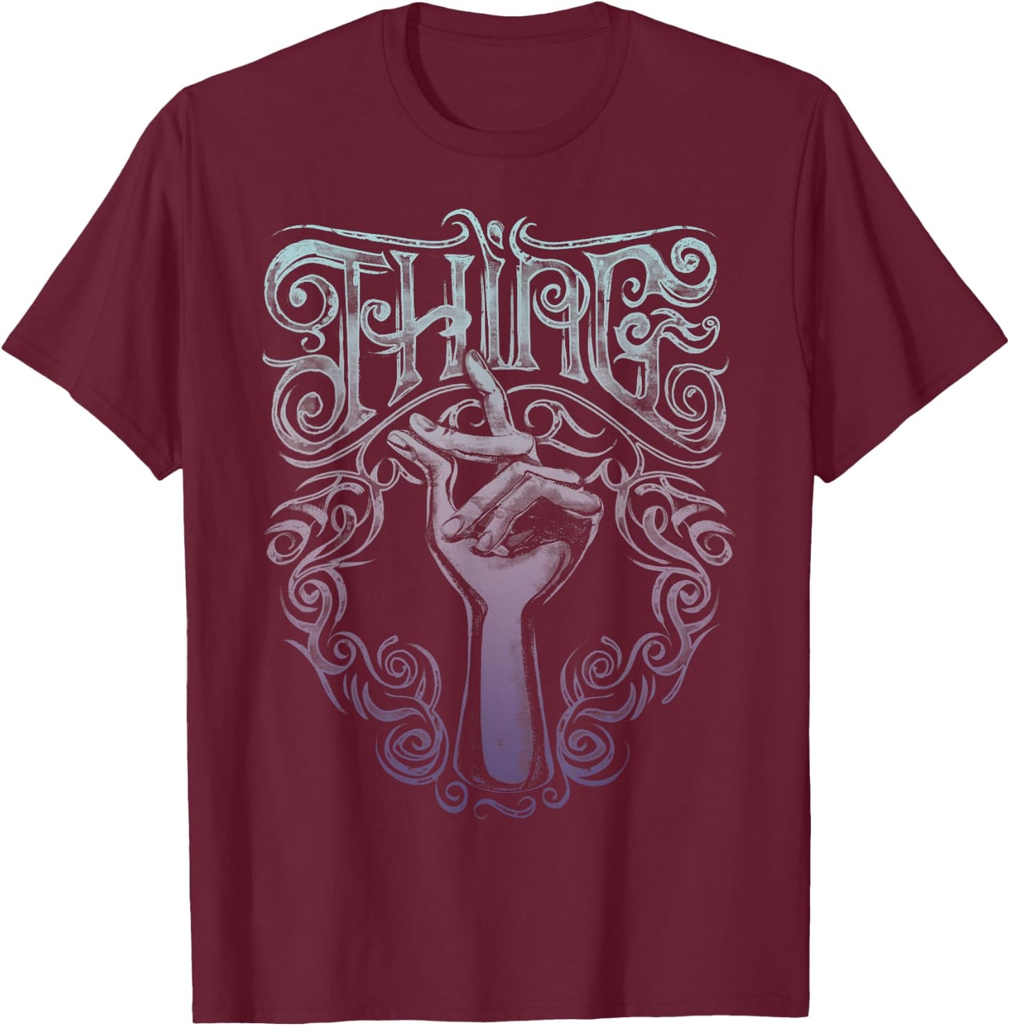 Addams Family Thing Artsy Gradient Sketch T-Shirt - T-Shirt | Maroon