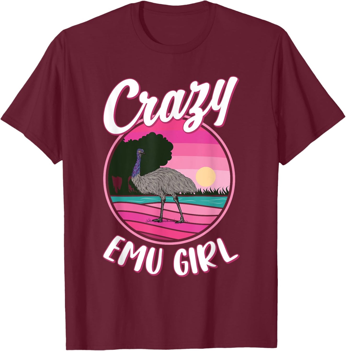 Crazy Emu Girl T-Shirt - T-Shirt | Maroon