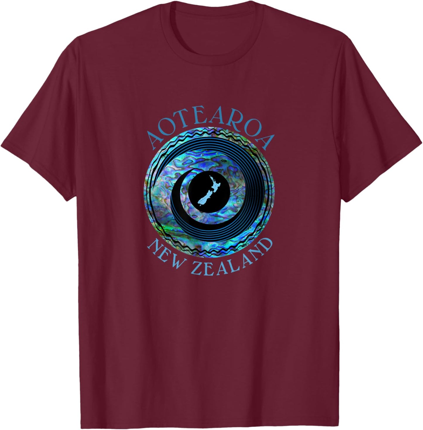 MADJACK NEW ZEALAND AOTEAROA KIWI KORU PAUA , Small, Black T-Shirt - T-Shirt | Maroon