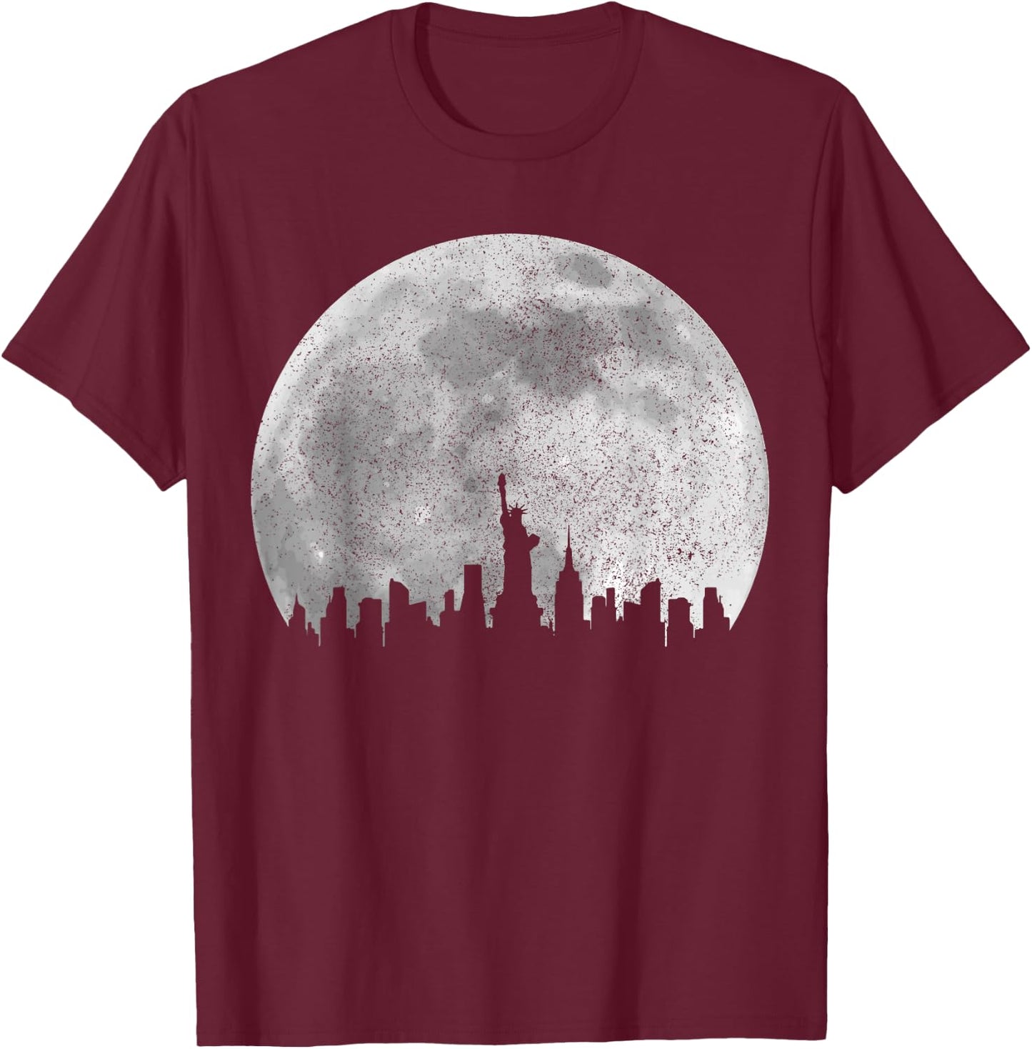New York City NYC NY Skyline Moon Pride Vintage T-Shirt - T-Shirt | Maroon