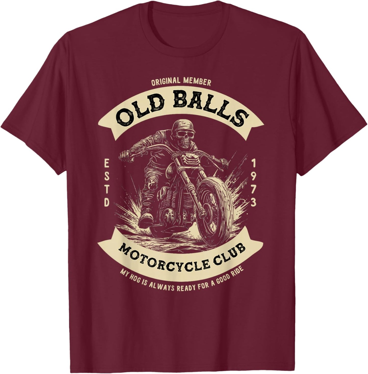 Funny 50th Birthday Vintage Motorcycle for Biker Dad T-Shirt - T-Shirt | Maroon