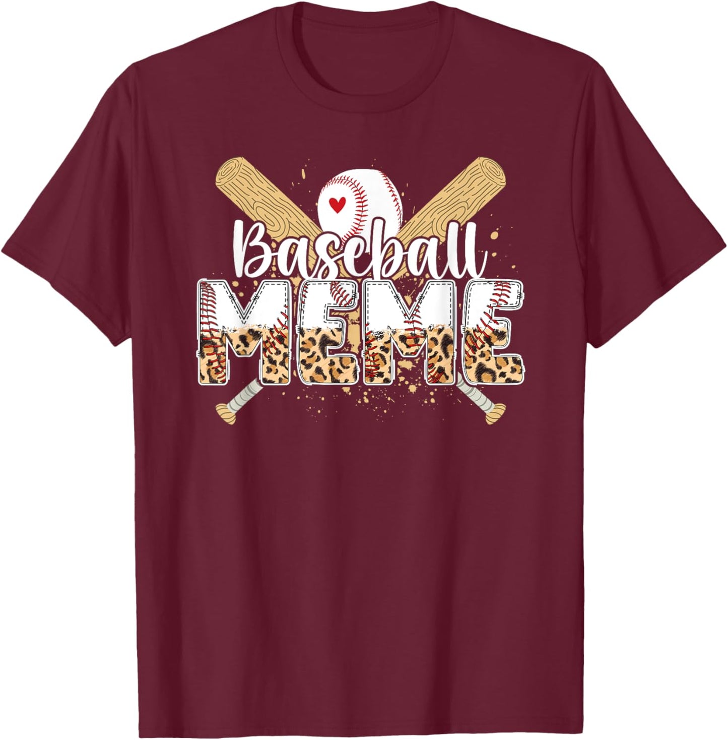 Baseball Meme Leopard Meme Of A Baseball Player Meme T-Shirt - T-Shirt | Maroon