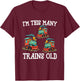Kids 3 Year Old Boy Trains Birthday 3rd Birthday Locomotive Train T-Shirt - T-Shirt | Maroon