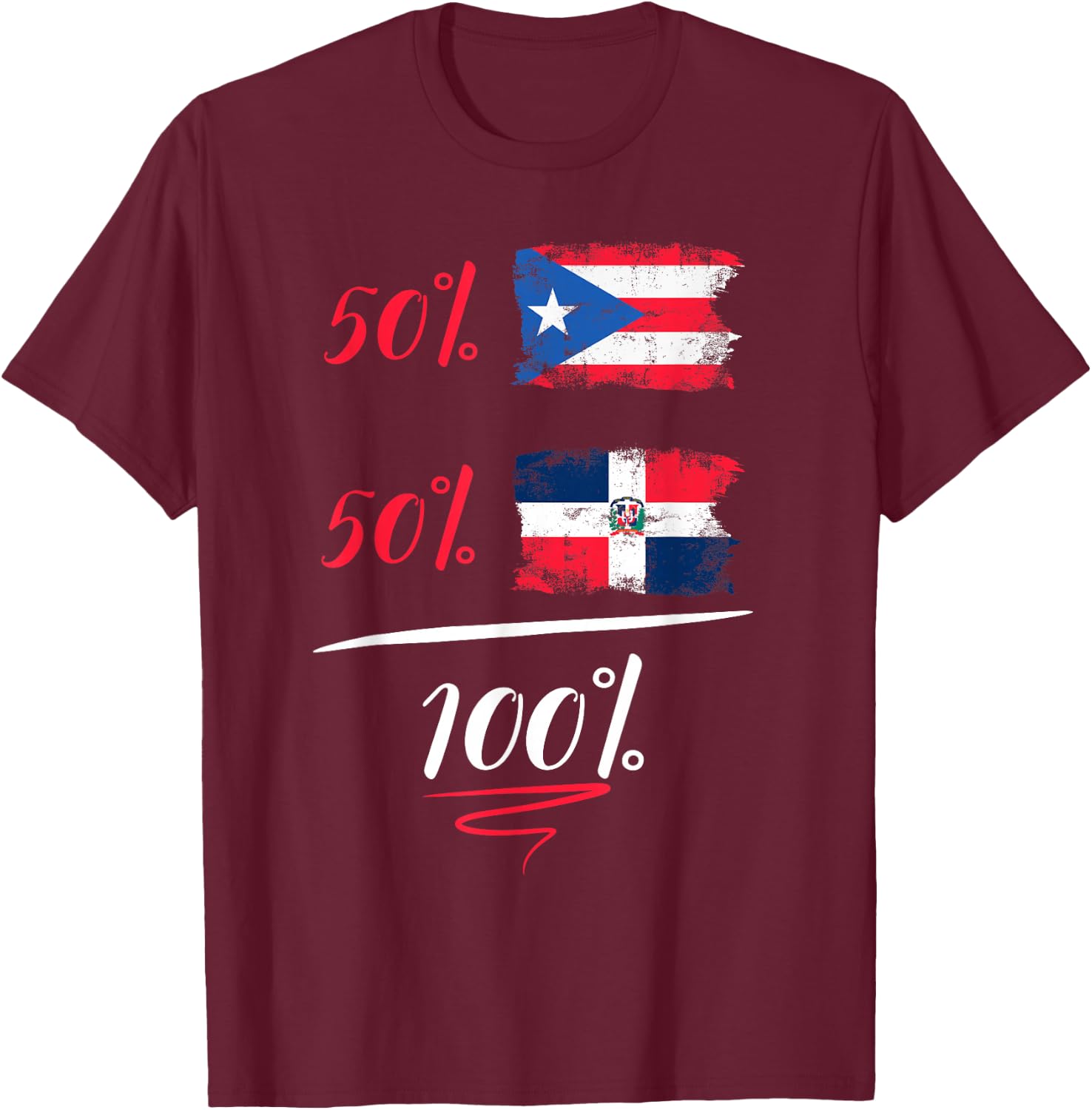 Puerto Rican And Dominican Heritage Flag Gift T-Shirt - T-Shirt | Maroon