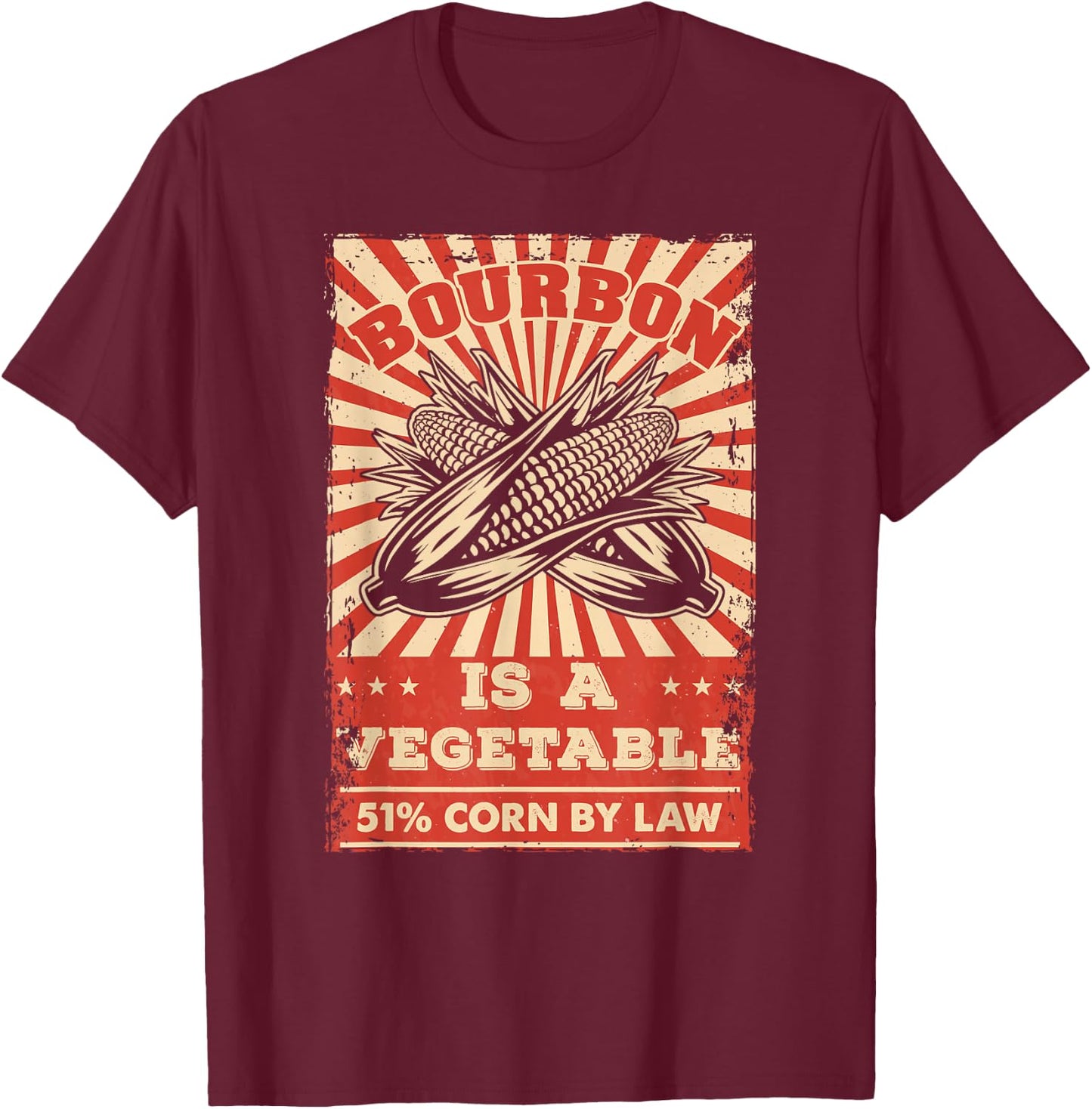 Vintage Bourbon Whisky Saying Bourbon is a Vegetable T-Shirt - T-Shirt | Maroon