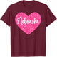 I Love Nebraska Pink Heart T-Shirt - T-Shirt | Maroon