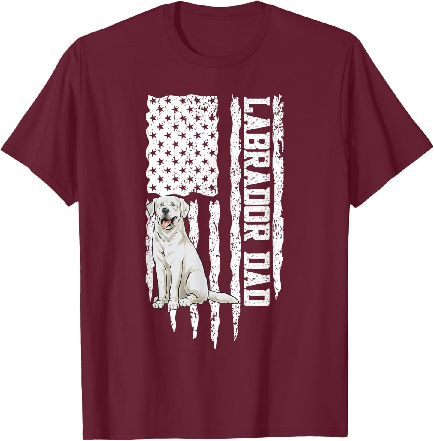 White Labrador Dad American Flag White Lab T-Shirt - T-Shirt | Maroon
