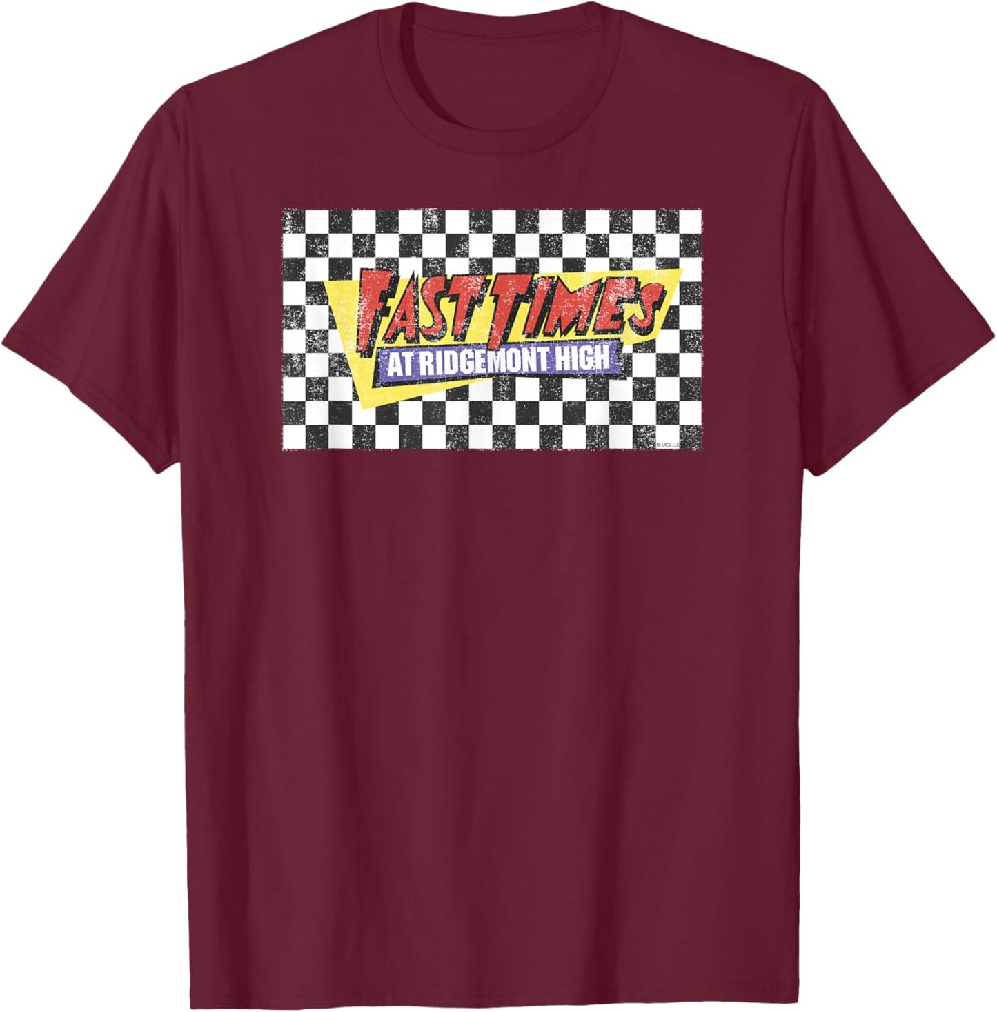 Fast Times at Ridgemont High Checked Logo T-Shirt - T-Shirt | Maroon