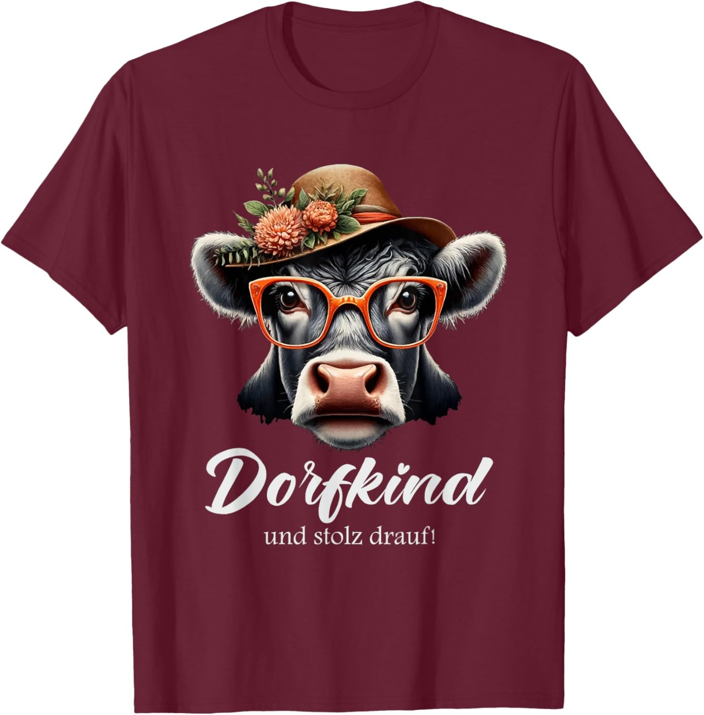 Dorfkind Und Stolz drauf Bauern & Landwirt Kuh T-Shirt - T-Shirt | Maroon