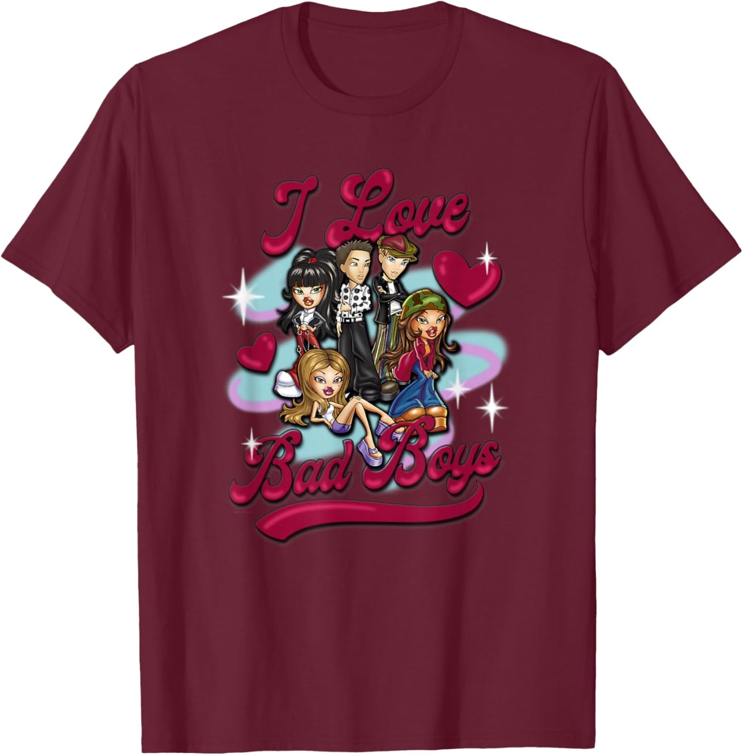 Bratz I Love Bad Boys Valentine's Day Airbrush T-Shirt - T-Shirt | Maroon