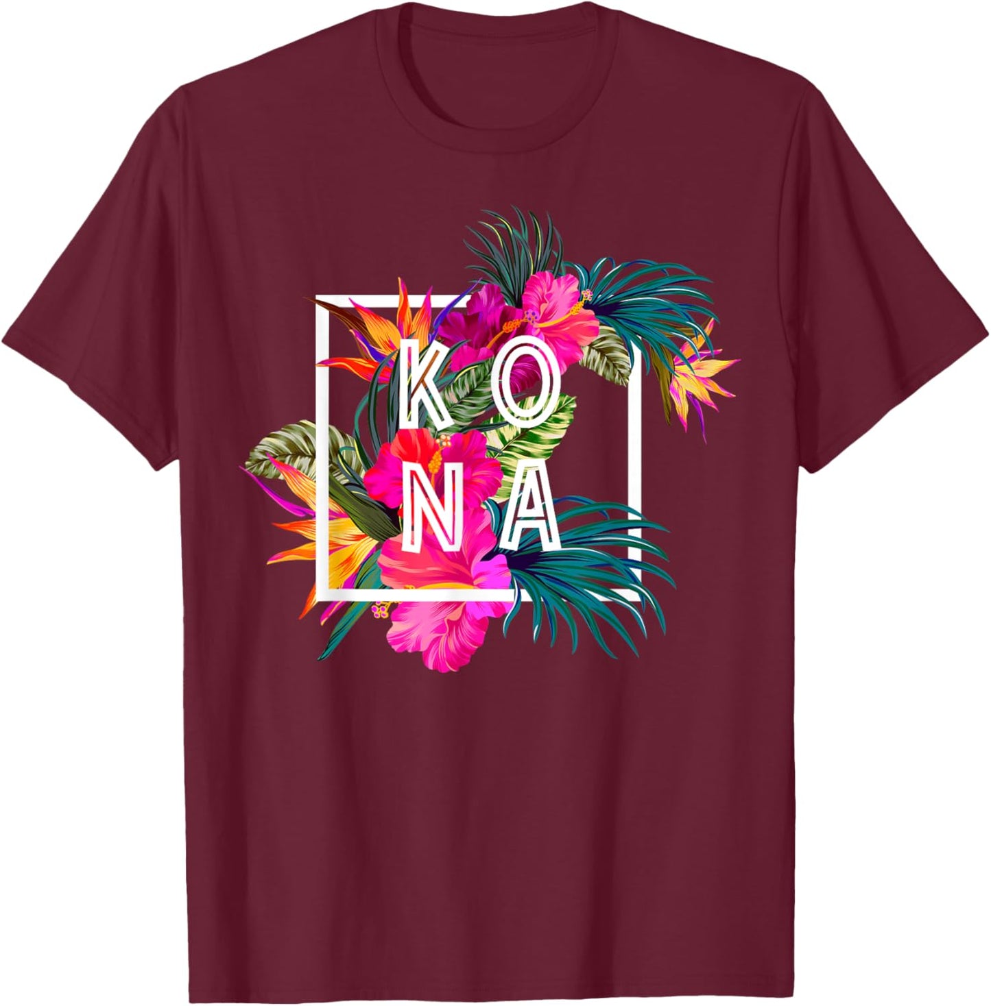 Hawaii Hibiscus Flowers Kona Aloha State Tropic Islands T-Shirt - T-Shirt | Maroon