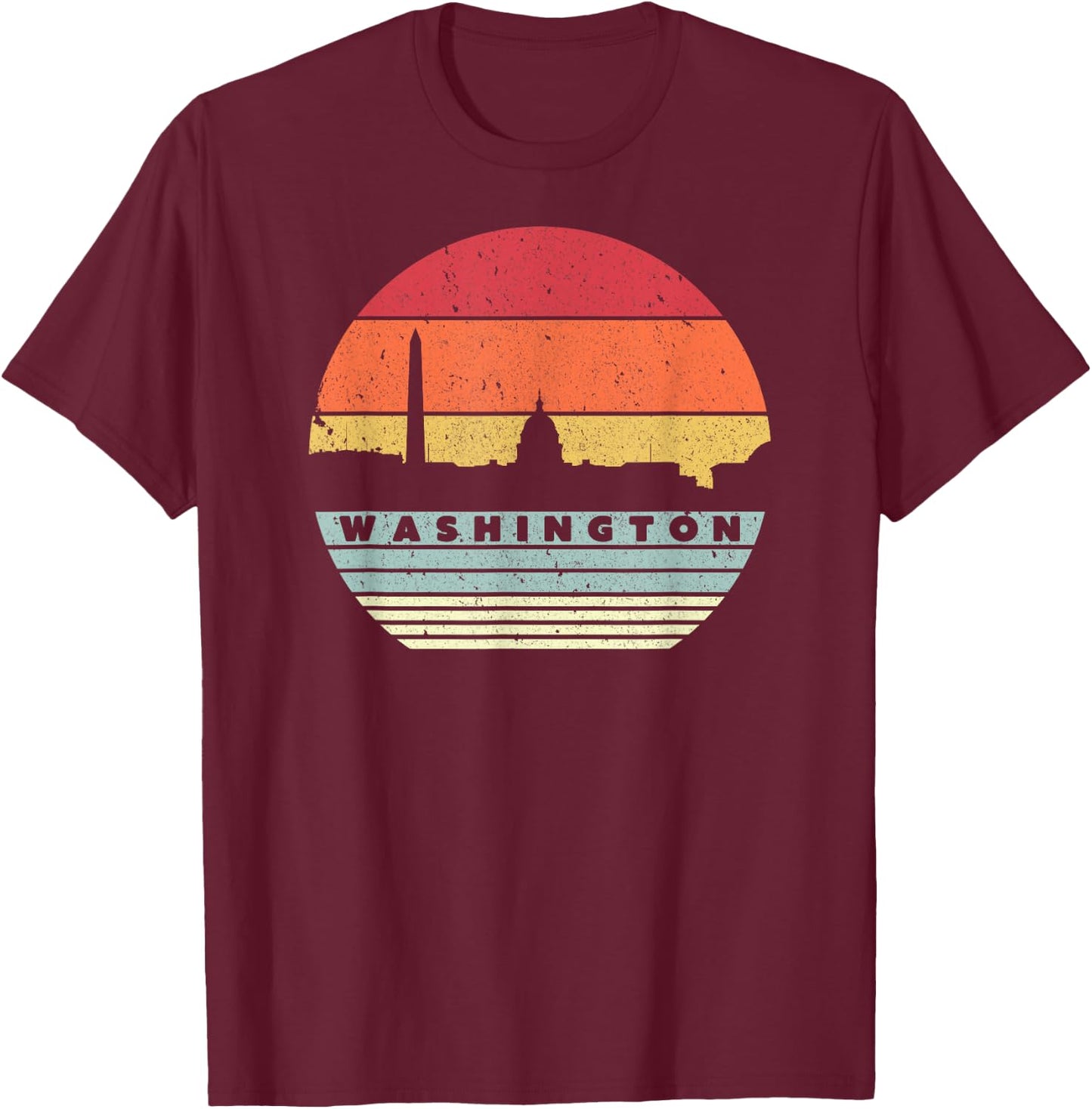 Washington Souvenir Shirt. Retro Style USA Skyline T-Shirt - T-Shirt | Maroon