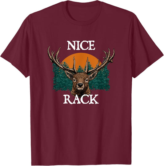 Nice Rack Deer Hunting Elk Hunter Animal Stalking T-Shirt - T-Shirt | Maroon
