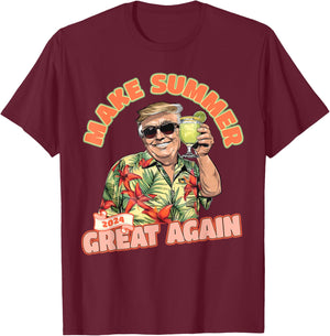 Make Summer 2024 Great Again Donald Trump Vacation Hawaii T-Shirt - T-Shirt | Maroon