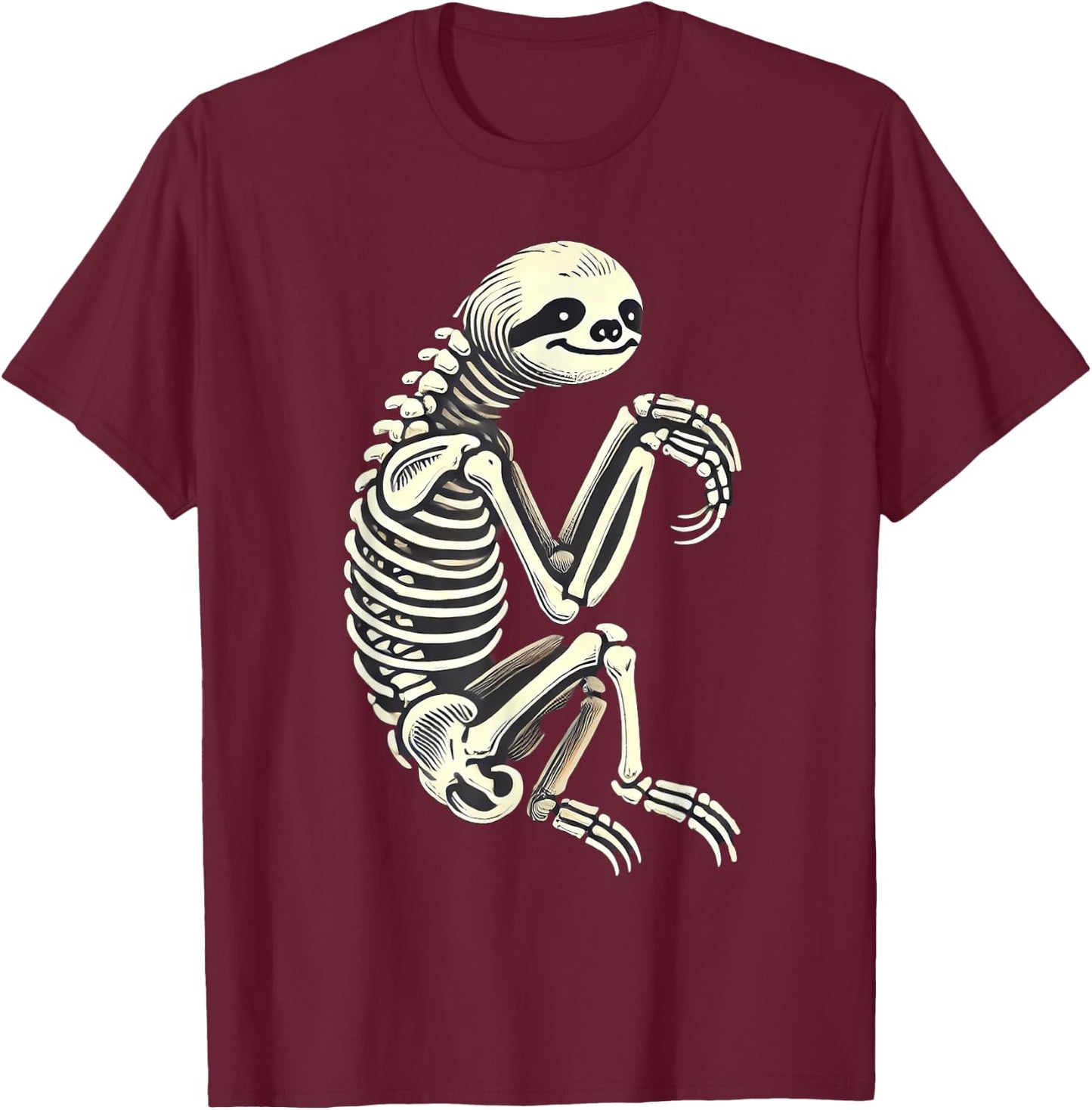 Sloth Skeleton Halloween T-Shirt - T-Shirt | Maroon