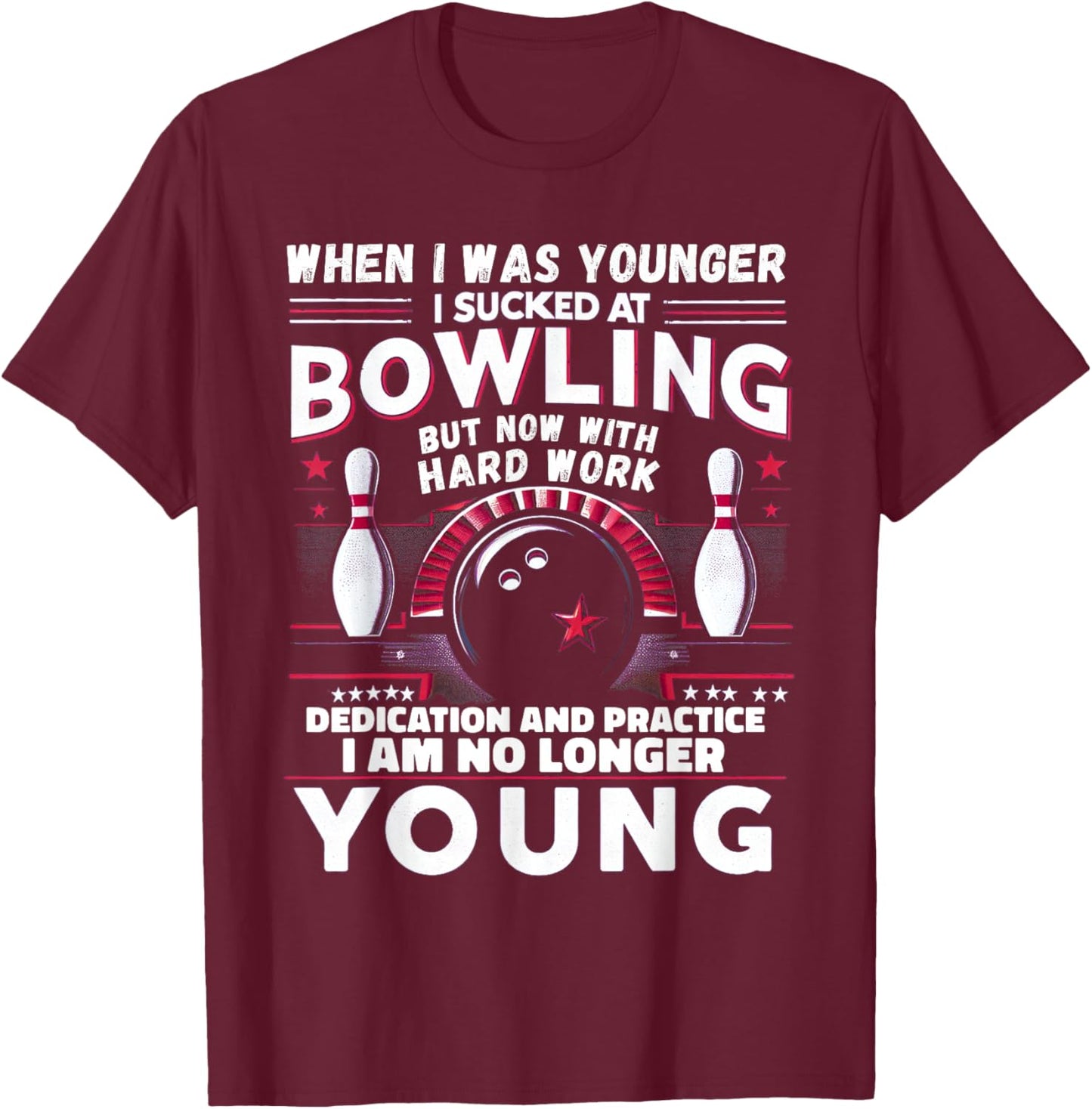 Sucked at Bowling Humor Women Men Funny Bowling T-Shirt - T-Shirt | Maroon