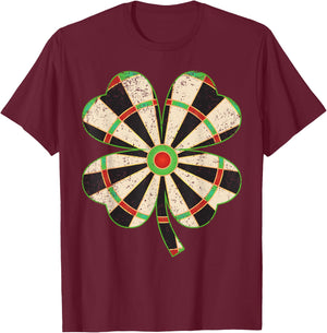 Vintage Shamrock Leaf Lucky Darts St. Patrick's Day T-Shirt - T-Shirt | Maroon