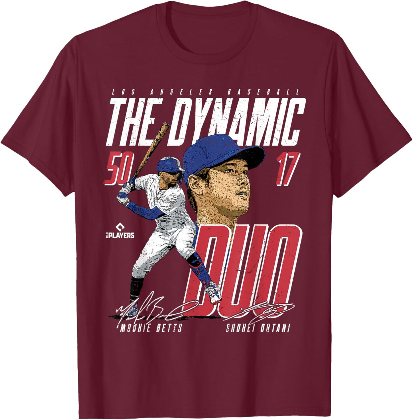 Mookie Betts & Shohei Ohtani | LA MLB Players | MLBDDUO3002 T-Shirt - T-Shirt | Maroon