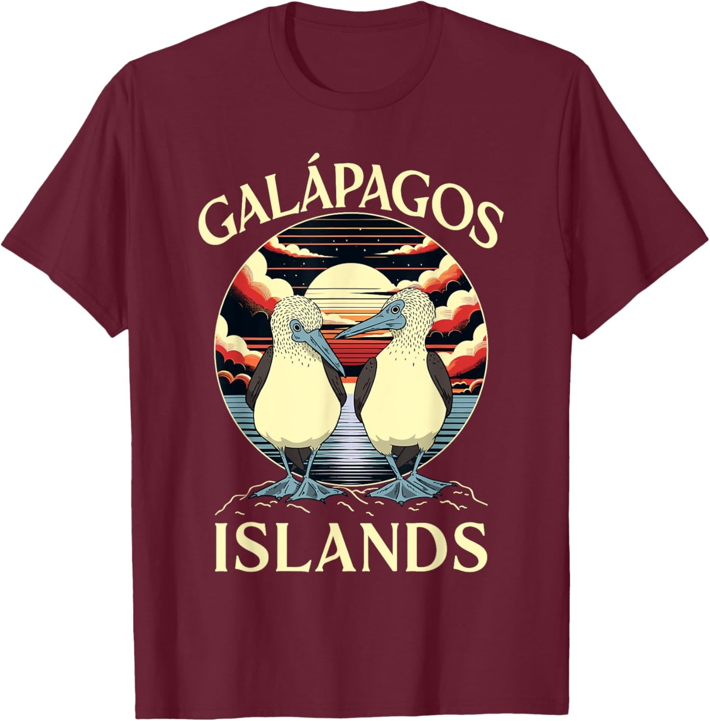 Seabirds Blue Footed Booby Bird Galapagos T-Shirt - T-Shirt | Maroon