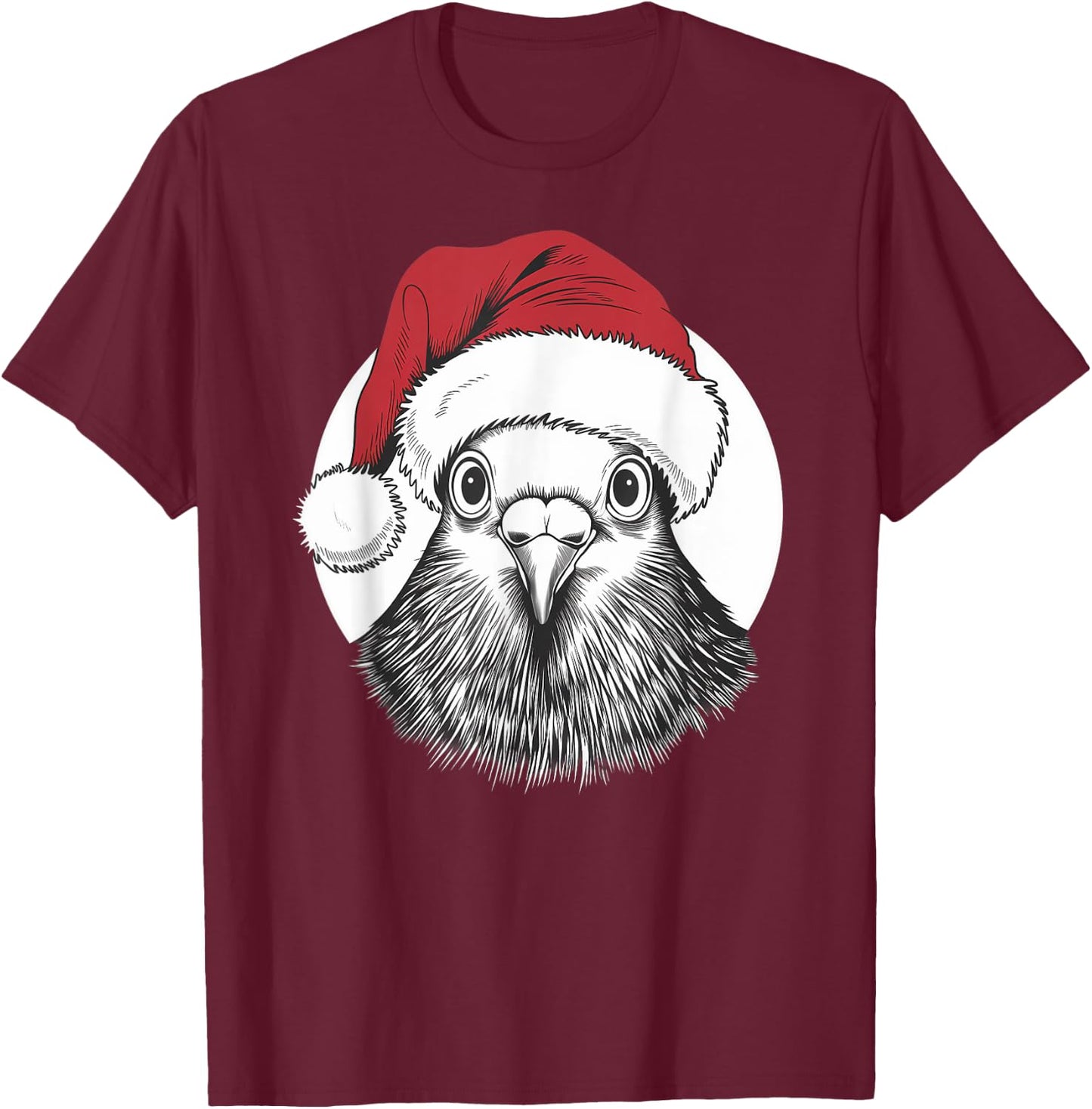 Joyful Pigeon Santa on Pigeon Christmas T-Shirt - T-Shirt | Maroon