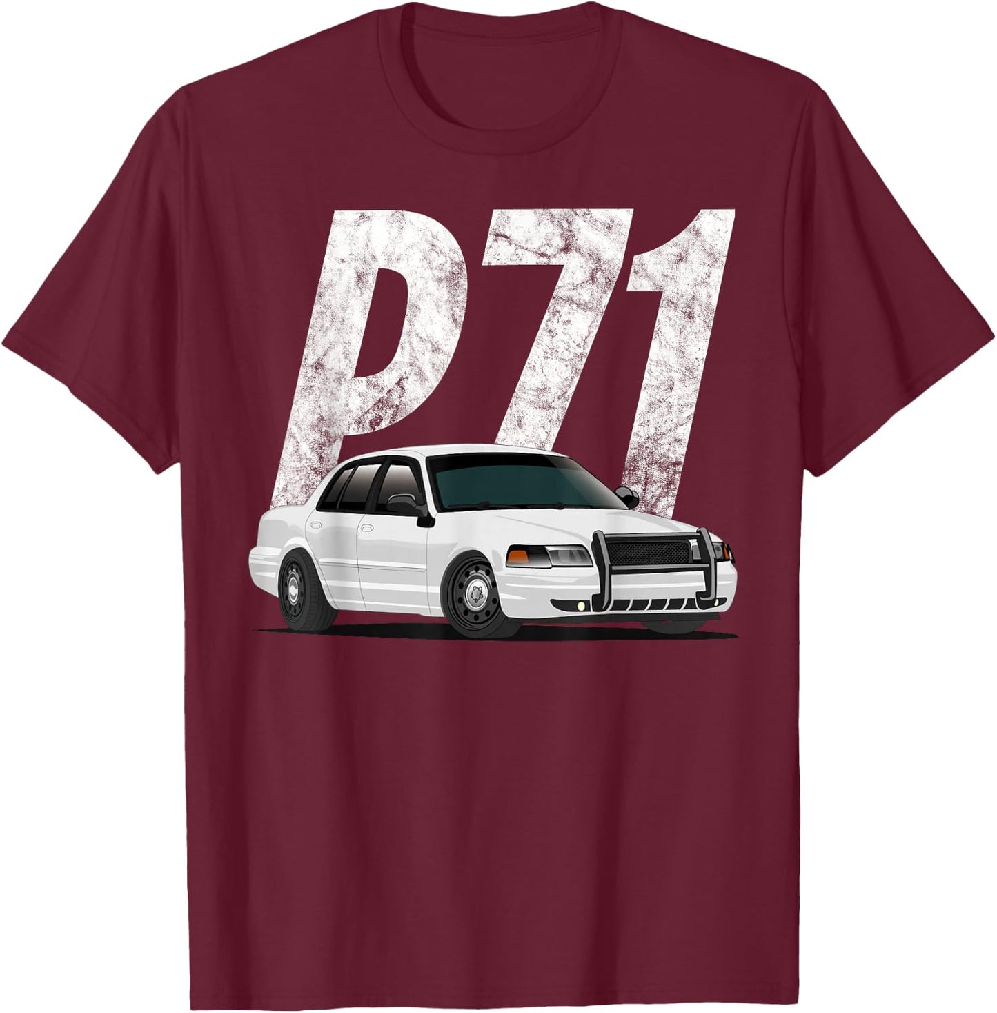 Crown Vic P71 White Cop Car Interceptor Vic Gift T-Shirt - T-Shirt | Maroon