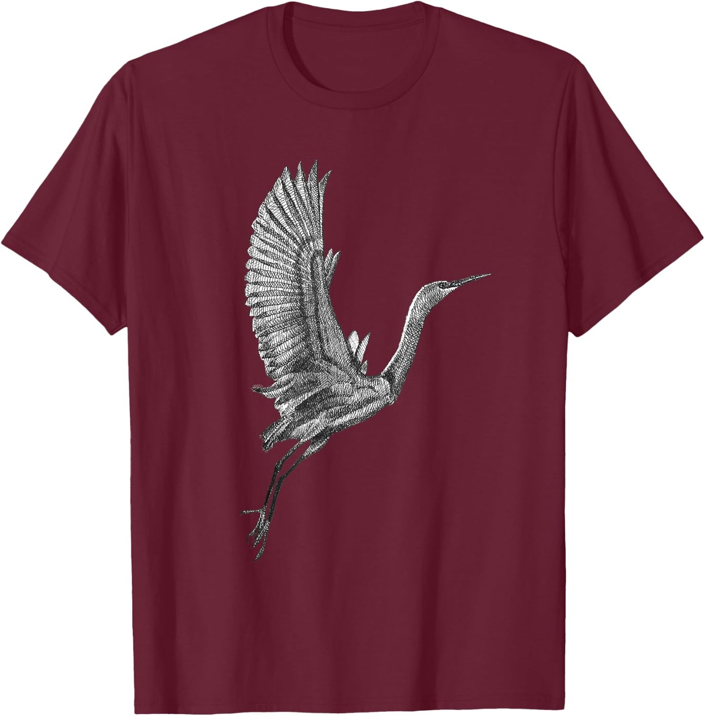Tai Chi White Flying Crane Qi Gong Illustration T-Shirt - T-Shirt | Maroon