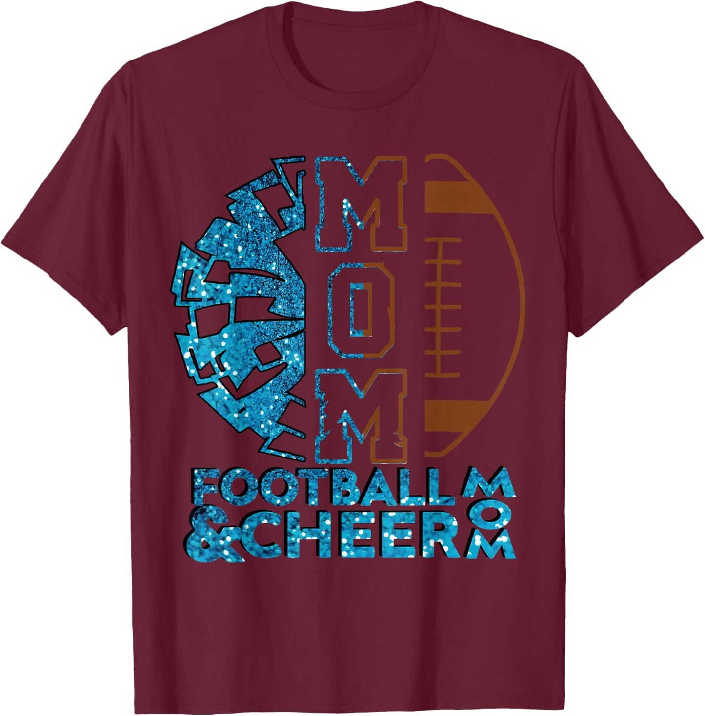 Cheer Football Cheerleading Mom Of Both Messy Bun Bleached T-Shirt - T-Shirt | Maroon