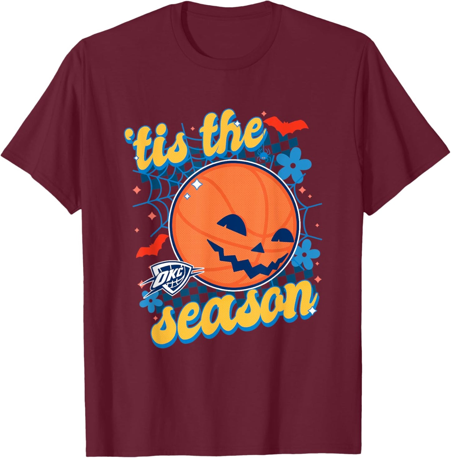 NBA Oklahoma City Thunder Halloween Spooky Season T-Shirt - T-Shirt | Maroon