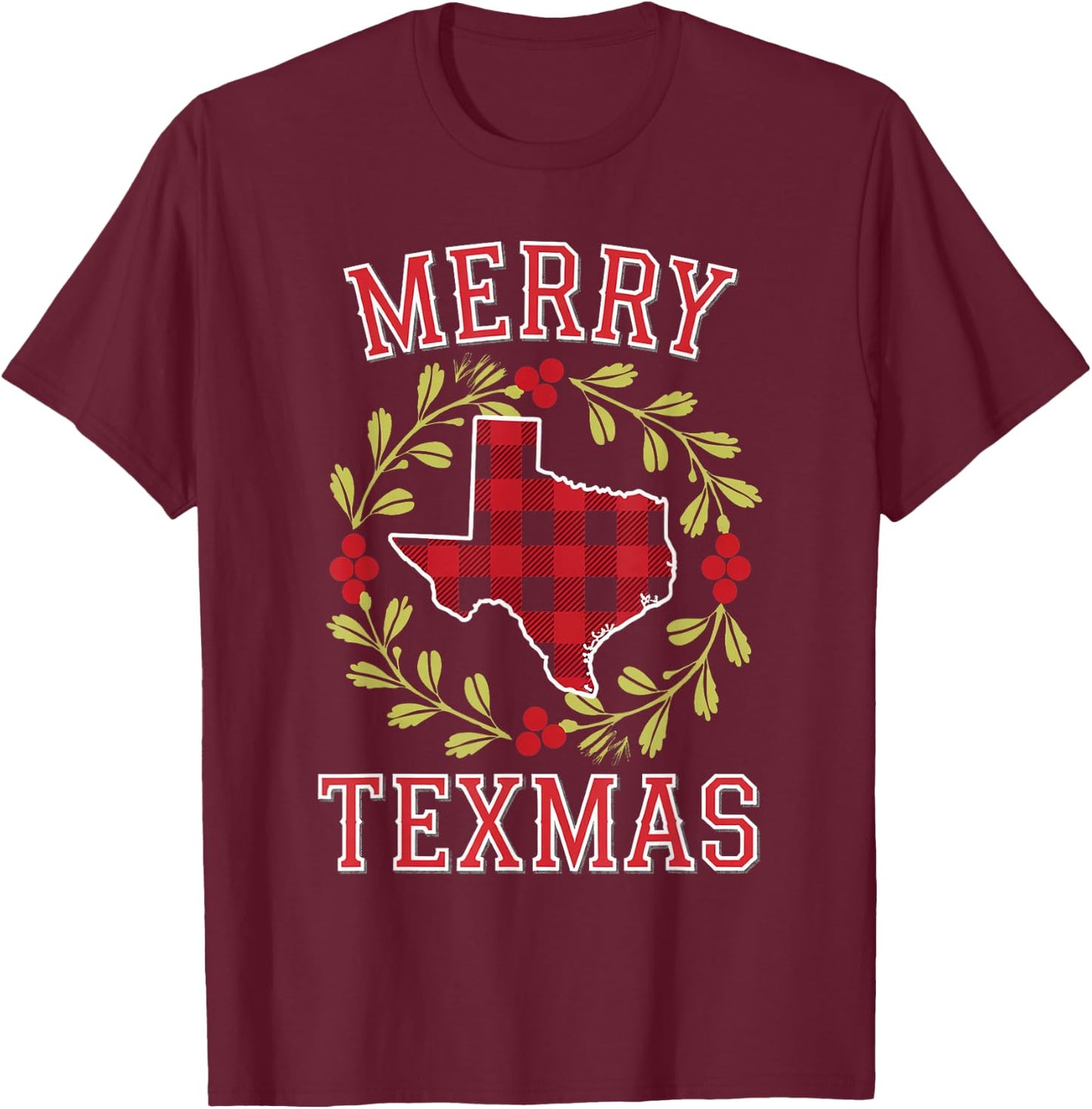 Funny Merry Texmas Texas State Family Christmas Xmas Pajama T-Shirt - T-Shirt | Maroon