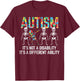 Dabbing Skeleton Not A Disability Autism Awareness Kids Boys T-Shirt - T-Shirt | Maroon