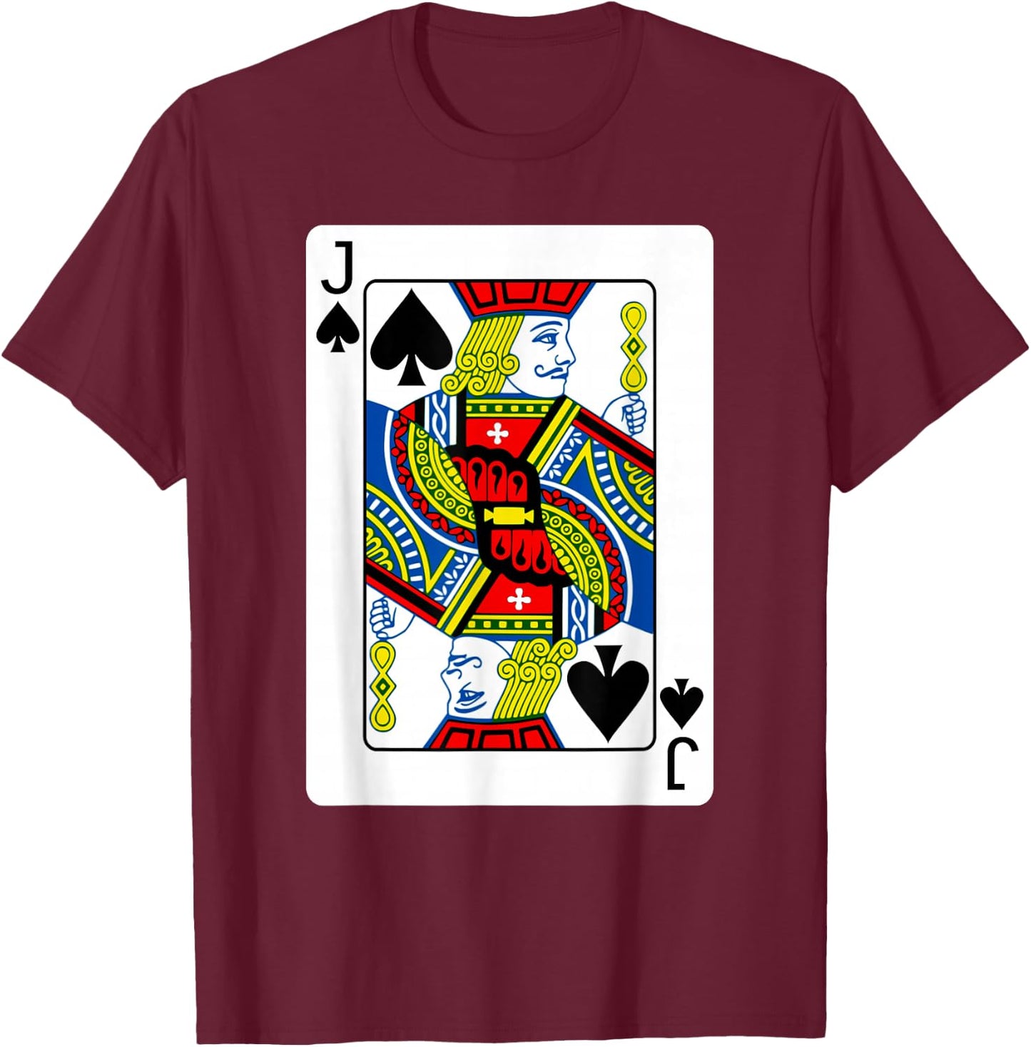 Jack Card Spades Suit Group Costume Poker Player T-Shirt - T-Shirt | Maroon