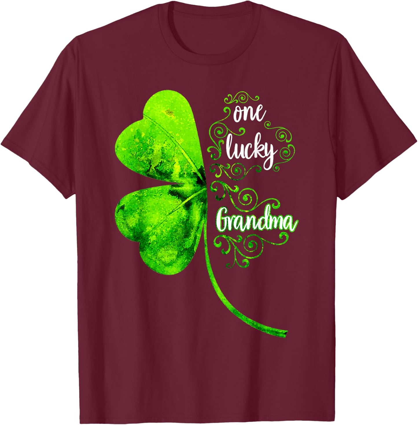 One Lucky Grandma Shamrock Grandma St Patricks Day T-Shirt - T-Shirt | Maroon