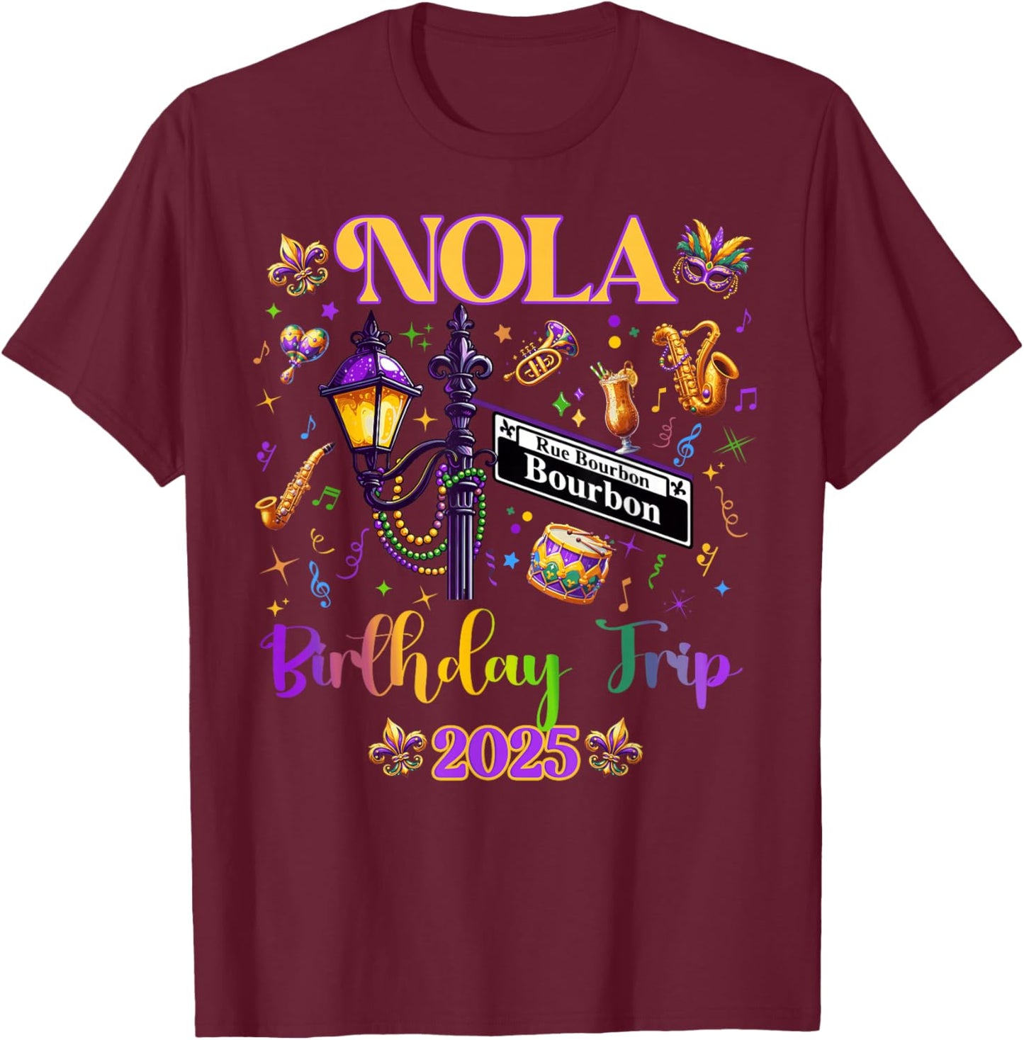 New Orleans Nola 2025 Girls' Birthday Bachelorette T-Shirt - T-Shirt | Maroon