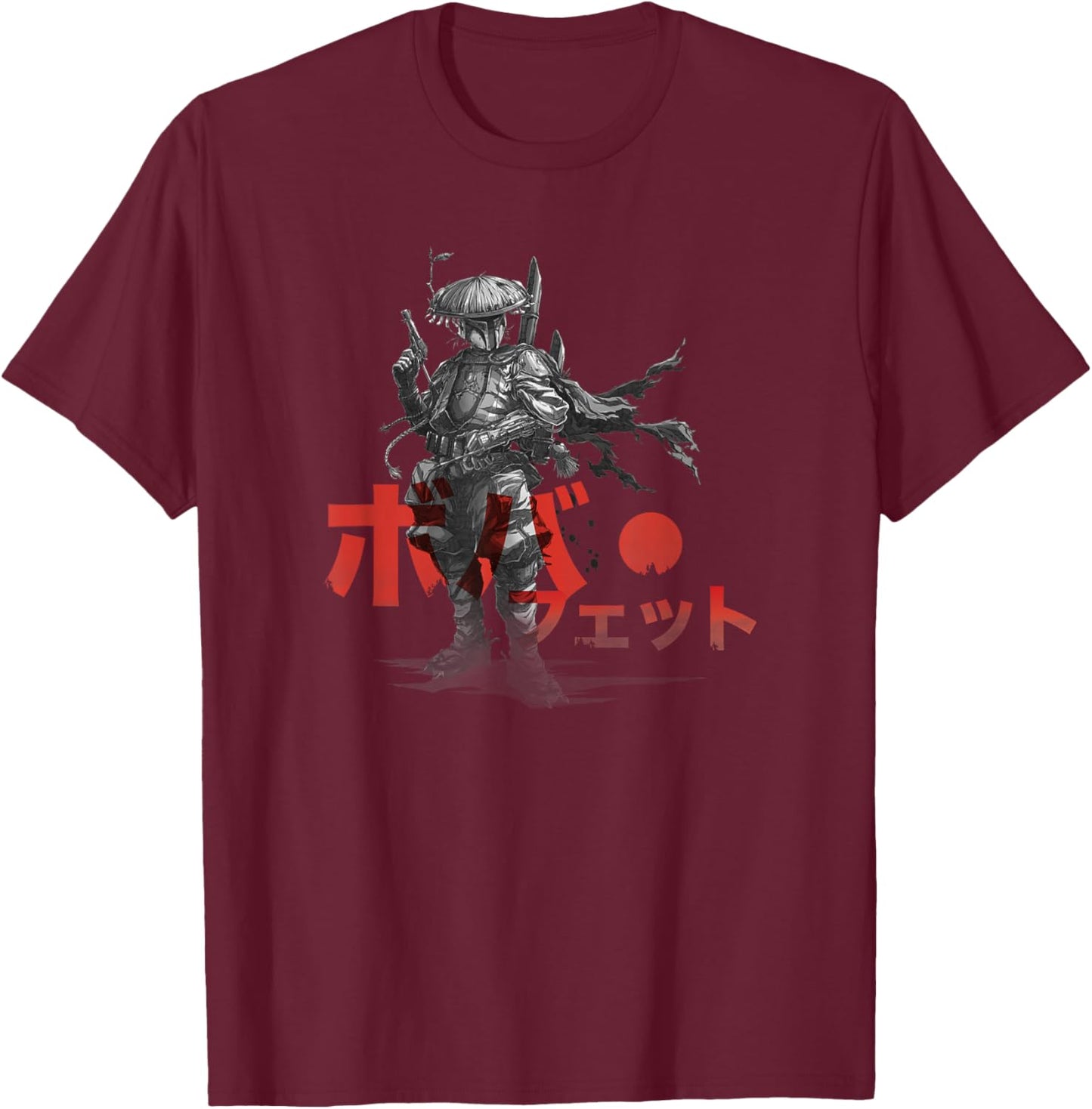 Star Wars Classic Boba Fett Samurai Kanji Retro Poster T-Shirt - T-Shirt | Maroon