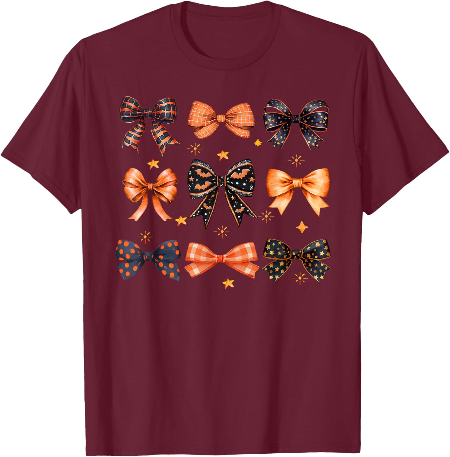 Happy Halloween Coquette Bow Ghost Witch Spooky Season T-Shirt - T-Shirt | Maroon