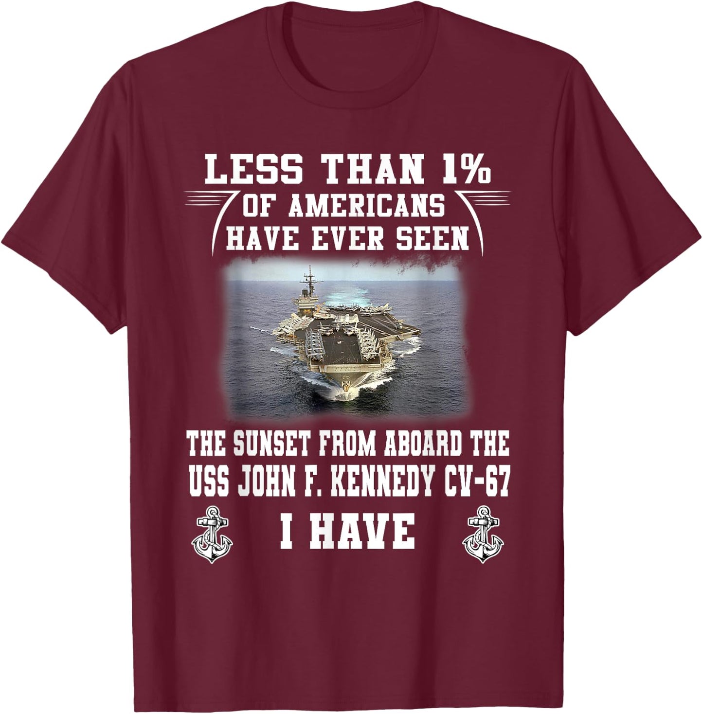 USS John F. Kennedy CV-67 Aircraft Carrier T-Shirt - T-Shirt | Maroon