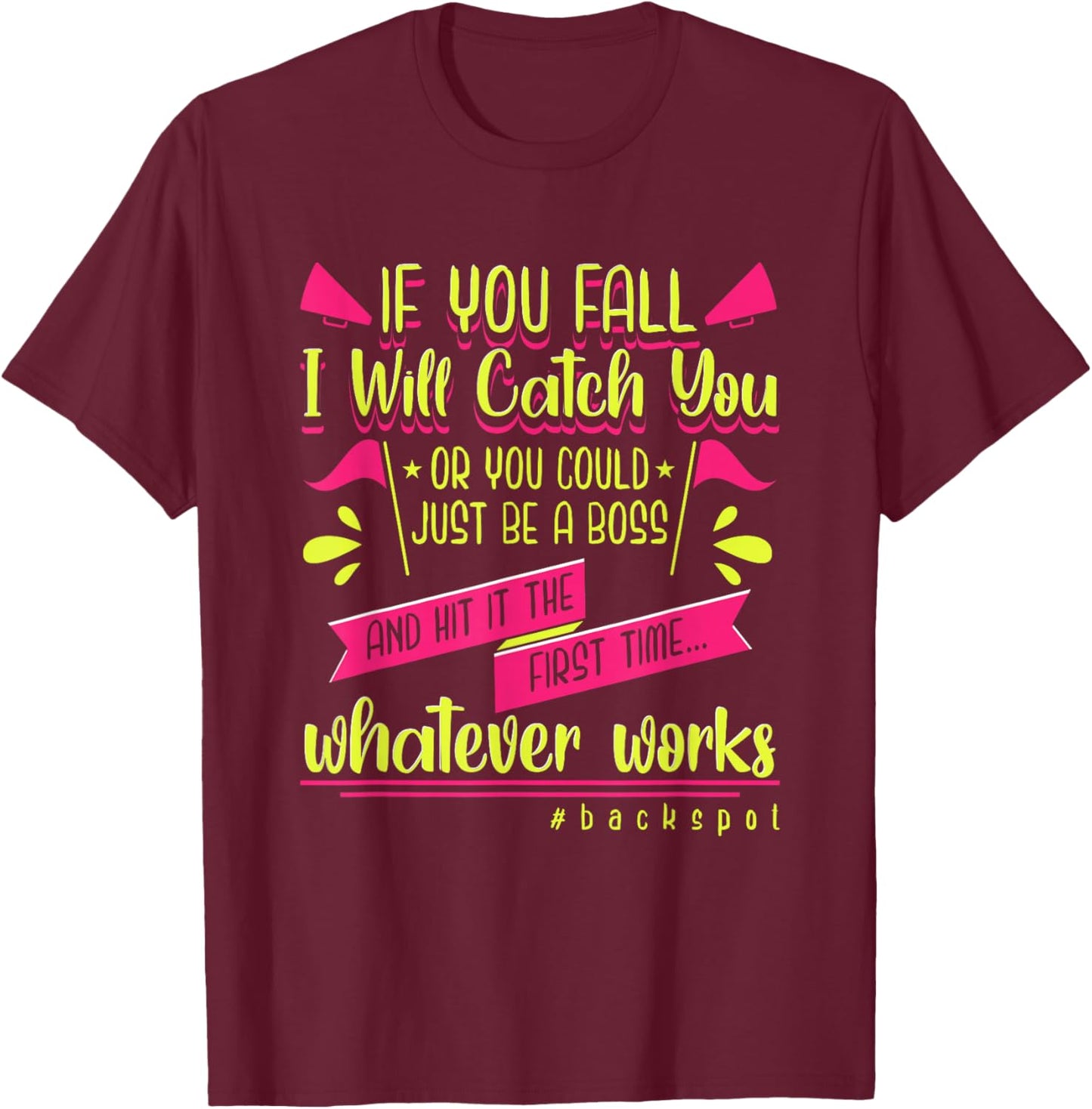Cheerleading Cheerleader Funny Quote Backspot Cheer Sports T-Shirt - T-Shirt | Maroon